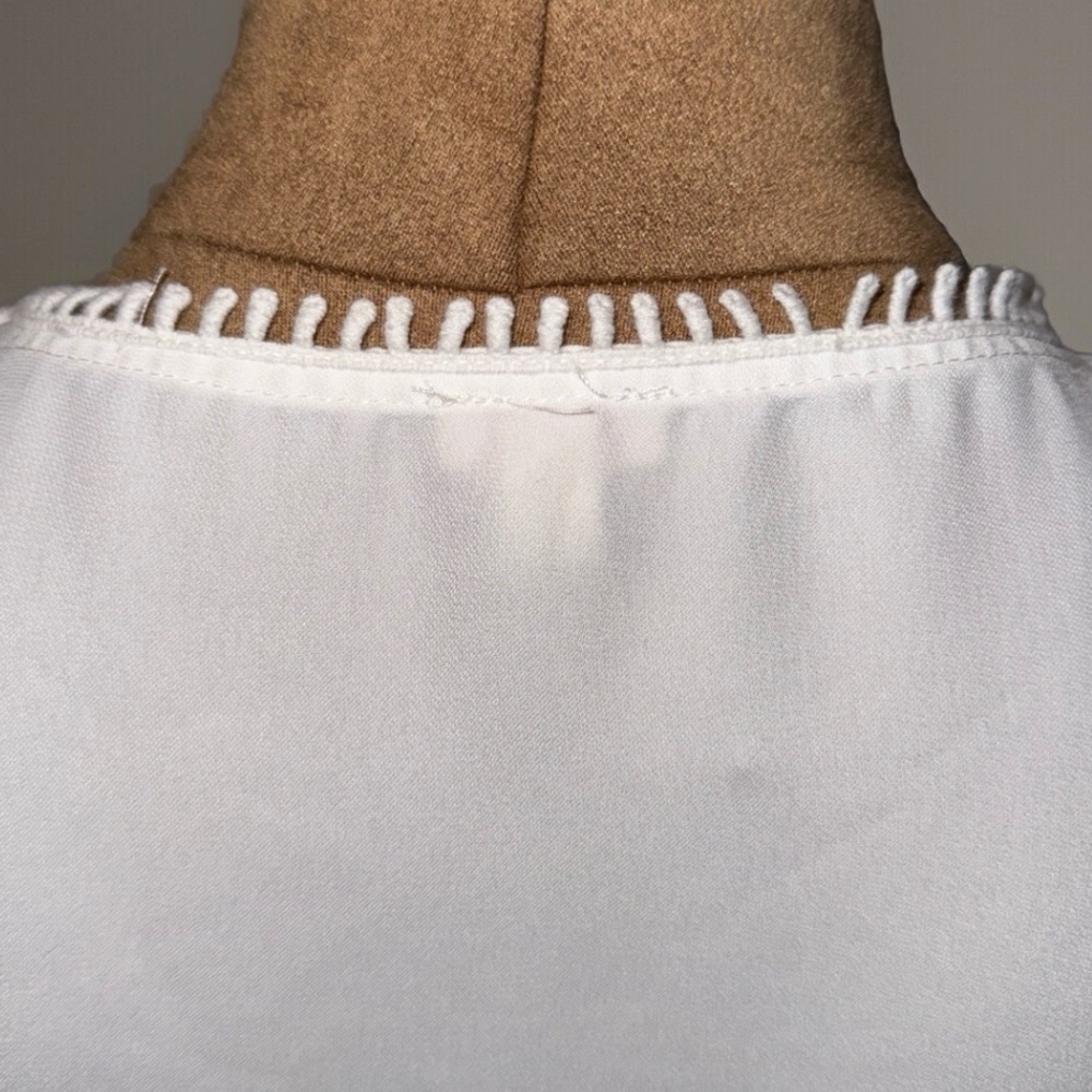 REBA White Blouse With Lace Trim & Sleeves, Silky, Bell Sleeves Top western S​​ - Picture 7 of 11